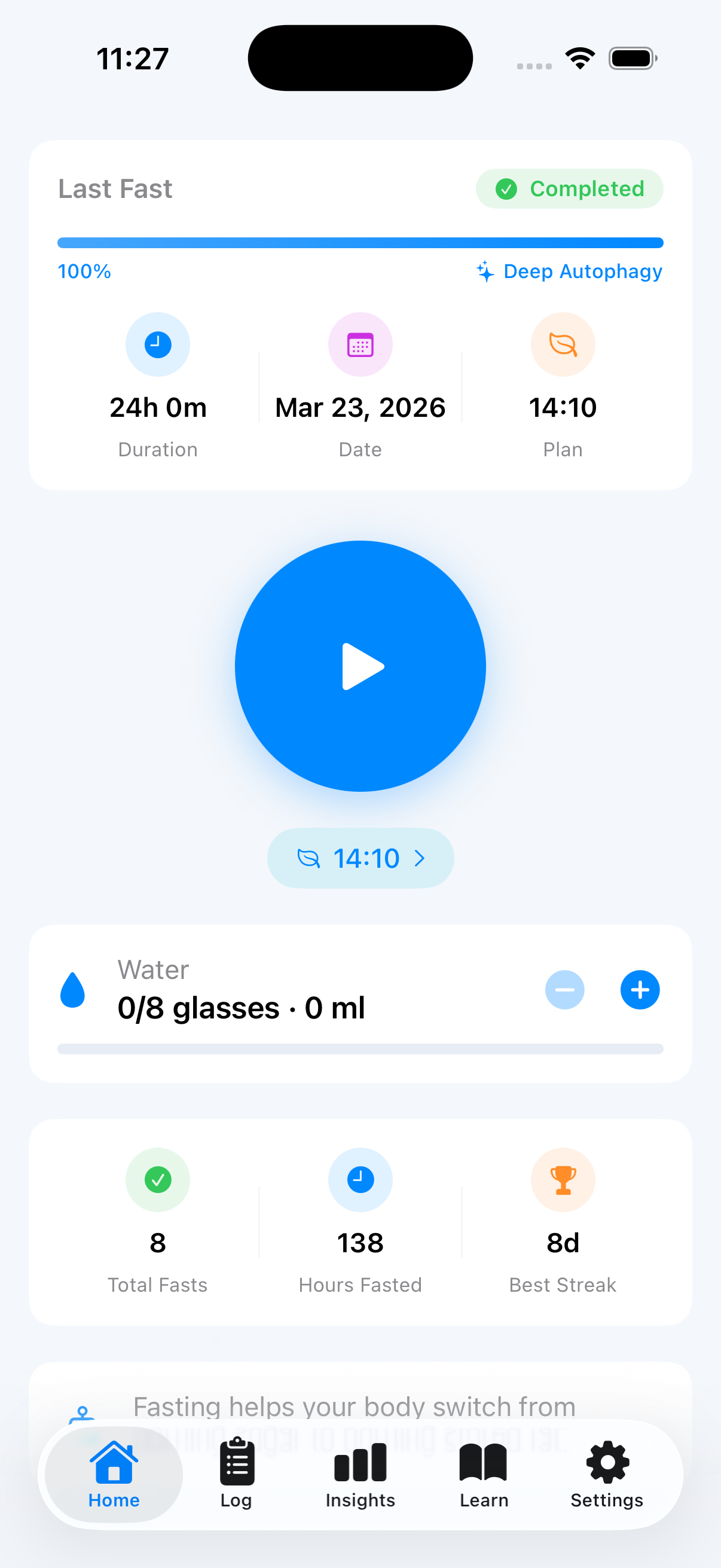 FastSloth App Store preview on iPhone showing an active fasting timer